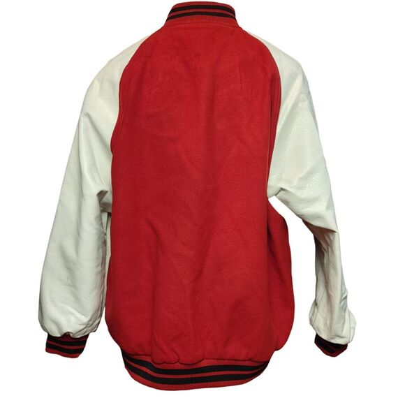 Wild Fable Women's Red Faux Leather Button Down Varsity Jacket Small - Picture 3 of 6